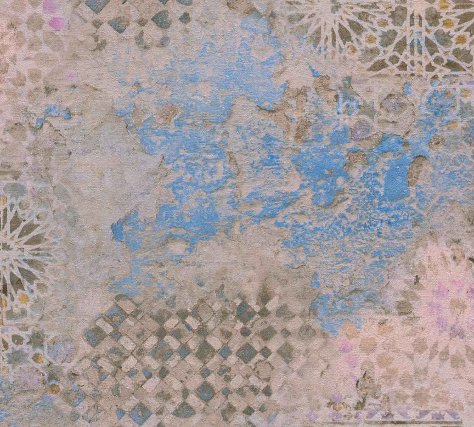 Vliestapete Spanische Fliesen beige blau braun 37858-1