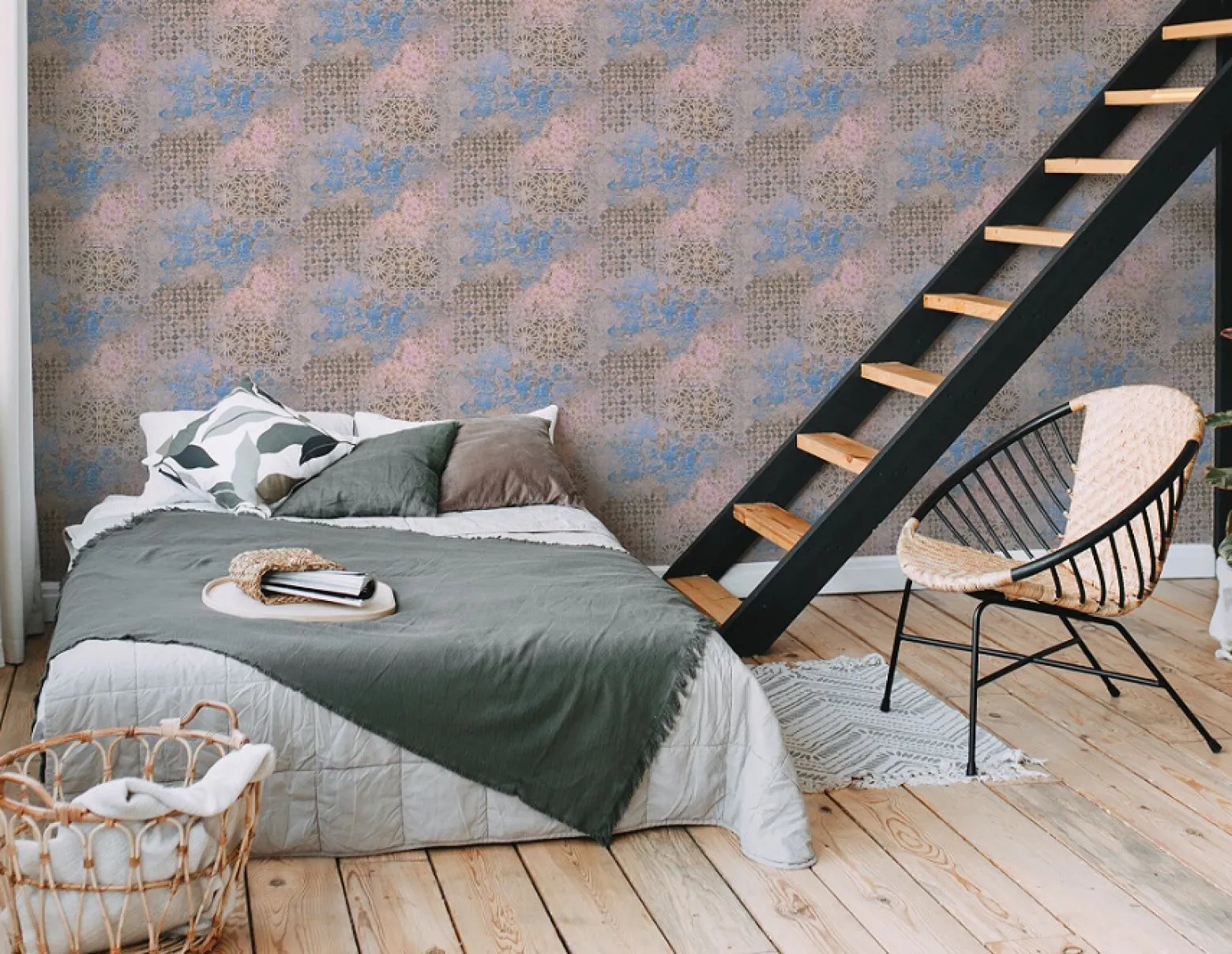 Vliestapete Spanische Fliesen beige blau braun 37858-1