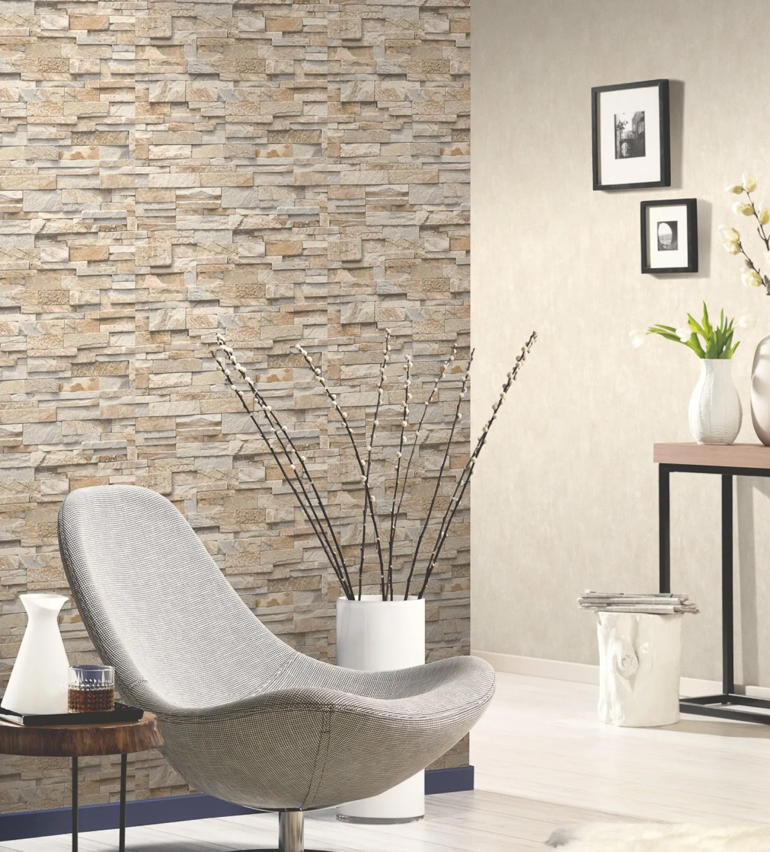 Vliestapete Stein 3D Optik beige grau Mauer 02363-10