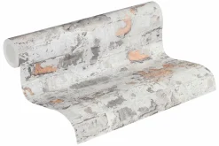 Vliestapete Steinmauer Vintage grau orange 36929-2
