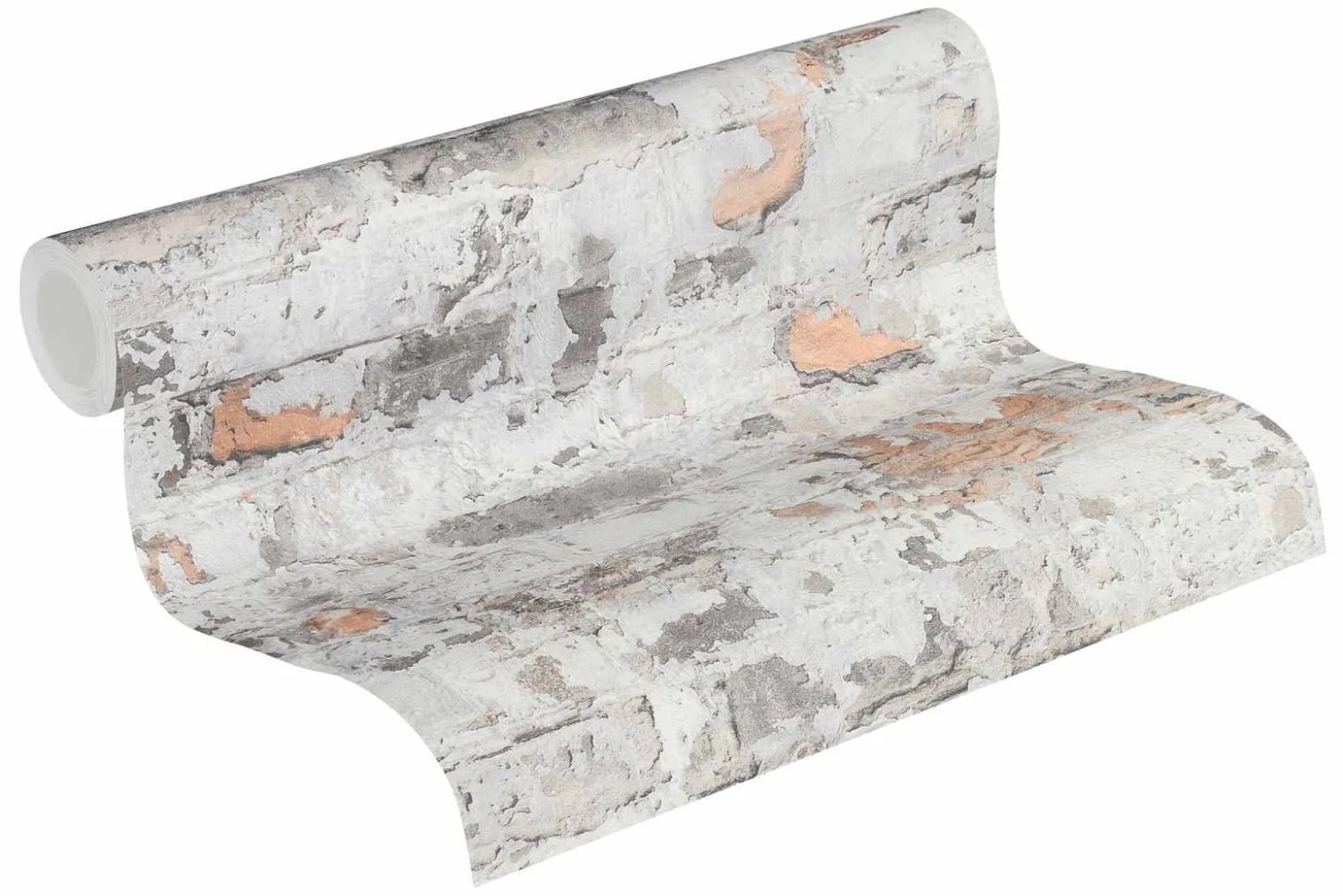 Vliestapete Steinmauer Vintage grau orange 36929-2