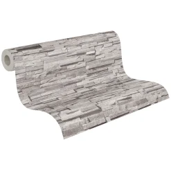 Vliestapete Stein Optik Metallic Grau Silber 38816-2