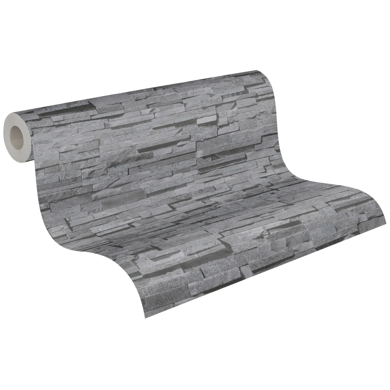 Vliestapete Stein Optik Metallic Grau Silber 38816-3