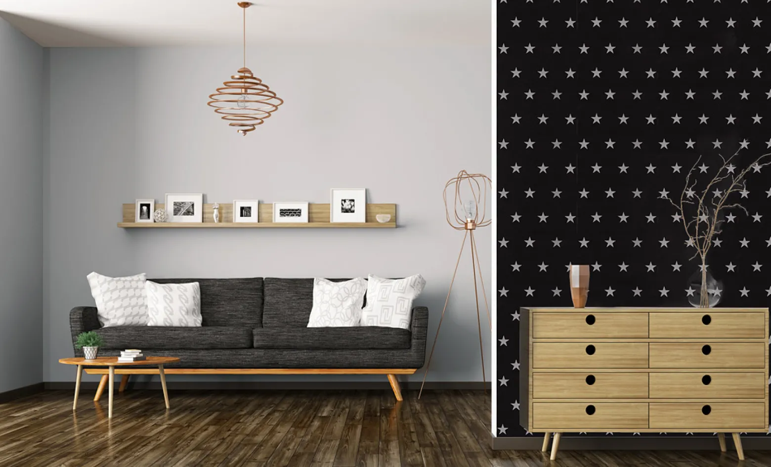 Vliestapete Sterne Glitzer schwarz HOMEFACTO:RI 34760-5