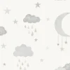 Vliestapete Sterne Mond Wolken Creme Beige Grau JS2211