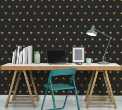 Vliestapete Sterne schwarz gold HOMEFACTO:RI 34760-4