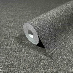 Vliestapete Stoff Optik Anthrazit Kupfer Metallic 86537