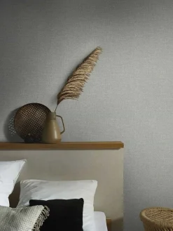 Vliestapete Stoff Optik Grau Grün Metallic 86536
