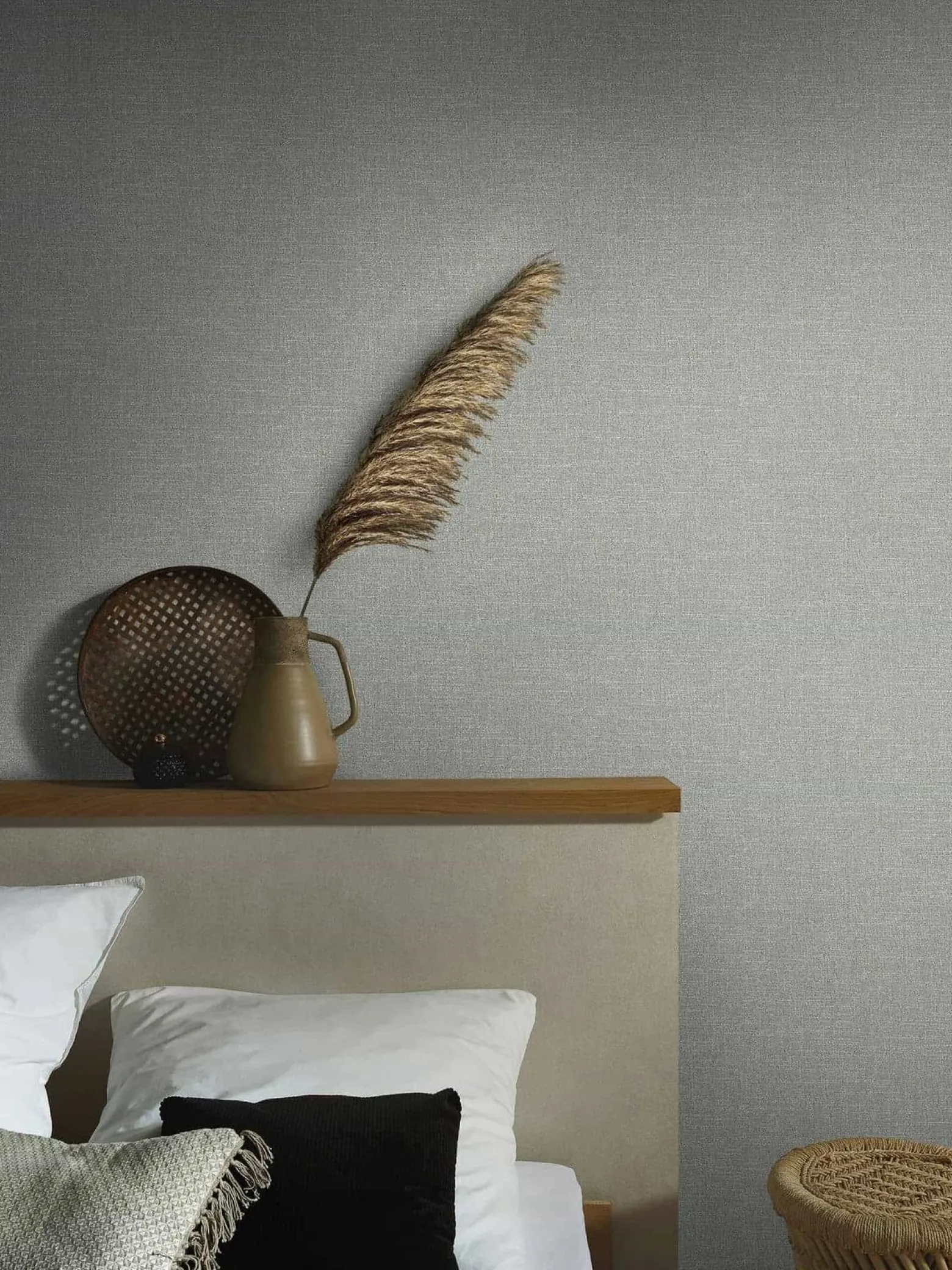 Vliestapete Stoff Optik Grau Grün Metallic 86536