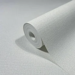 Vliestapete Stoff Optik Weiß Creme Glanz 86535