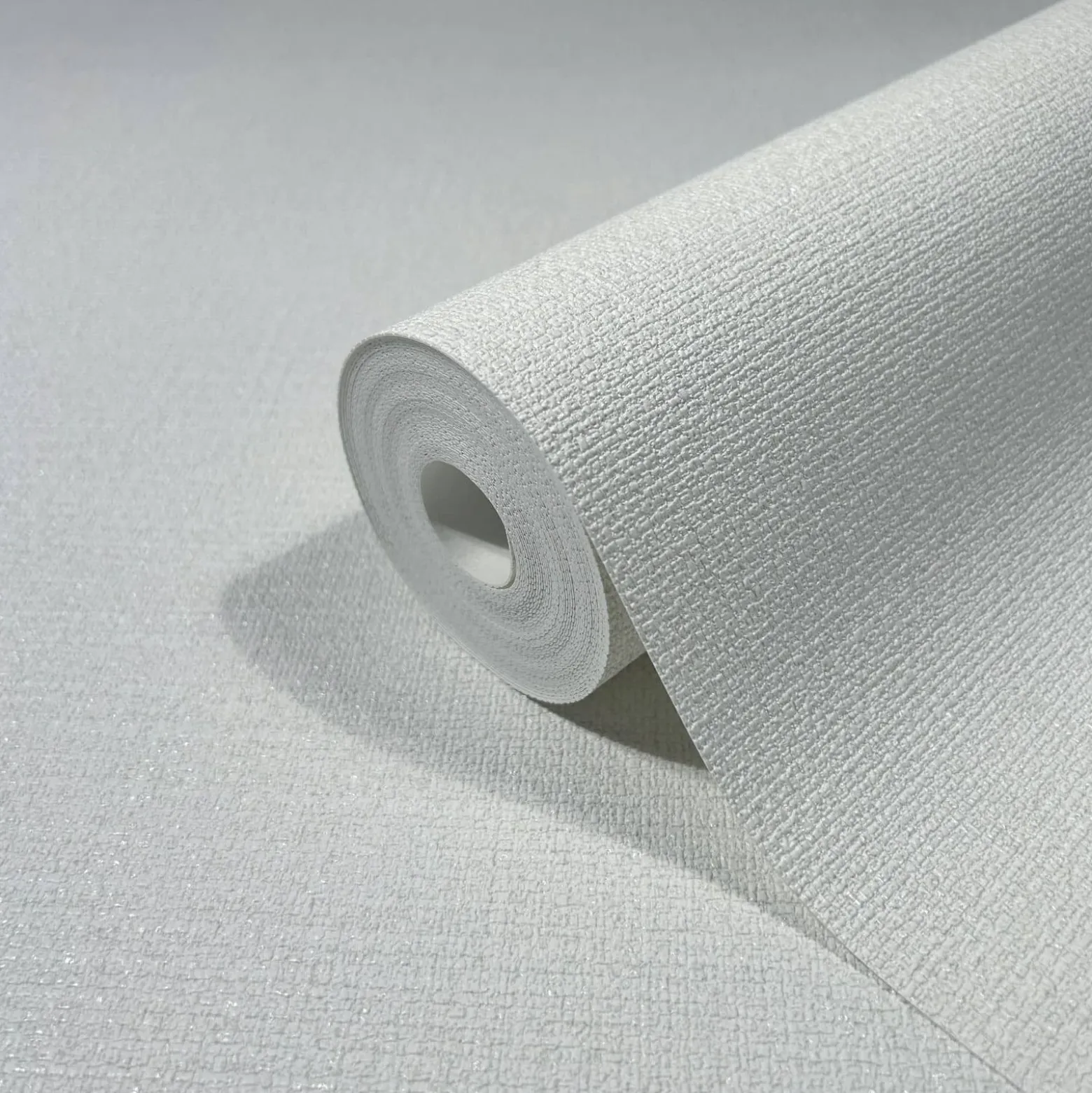Vliestapete Stoff Optik Weiß Creme Glanz 86535