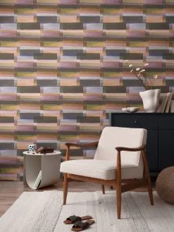 Vliestapete Streifen Abstrakt Braun Blau 78225-2