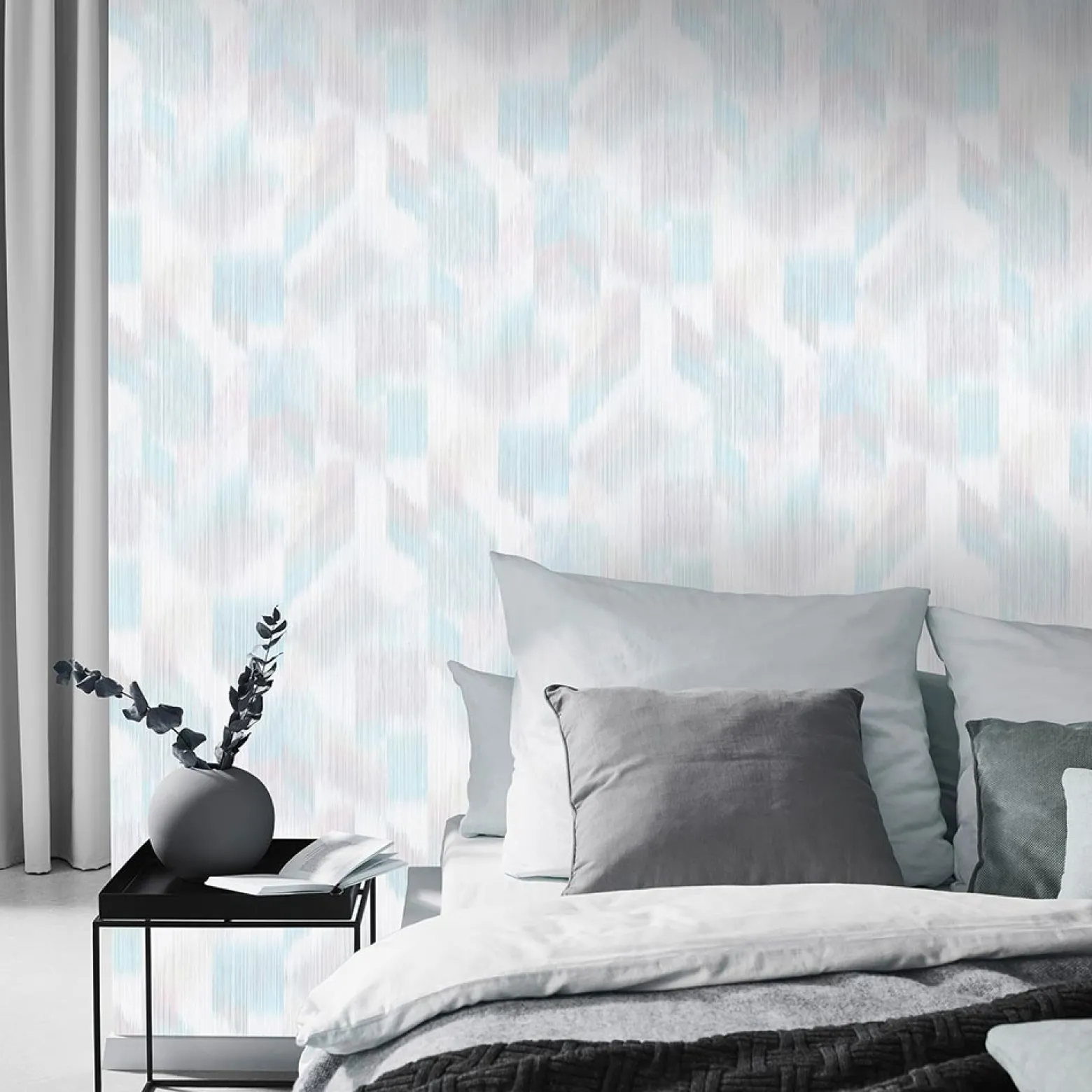 Vliestapete Streifen Batik türkis grau rosa 10248-18
