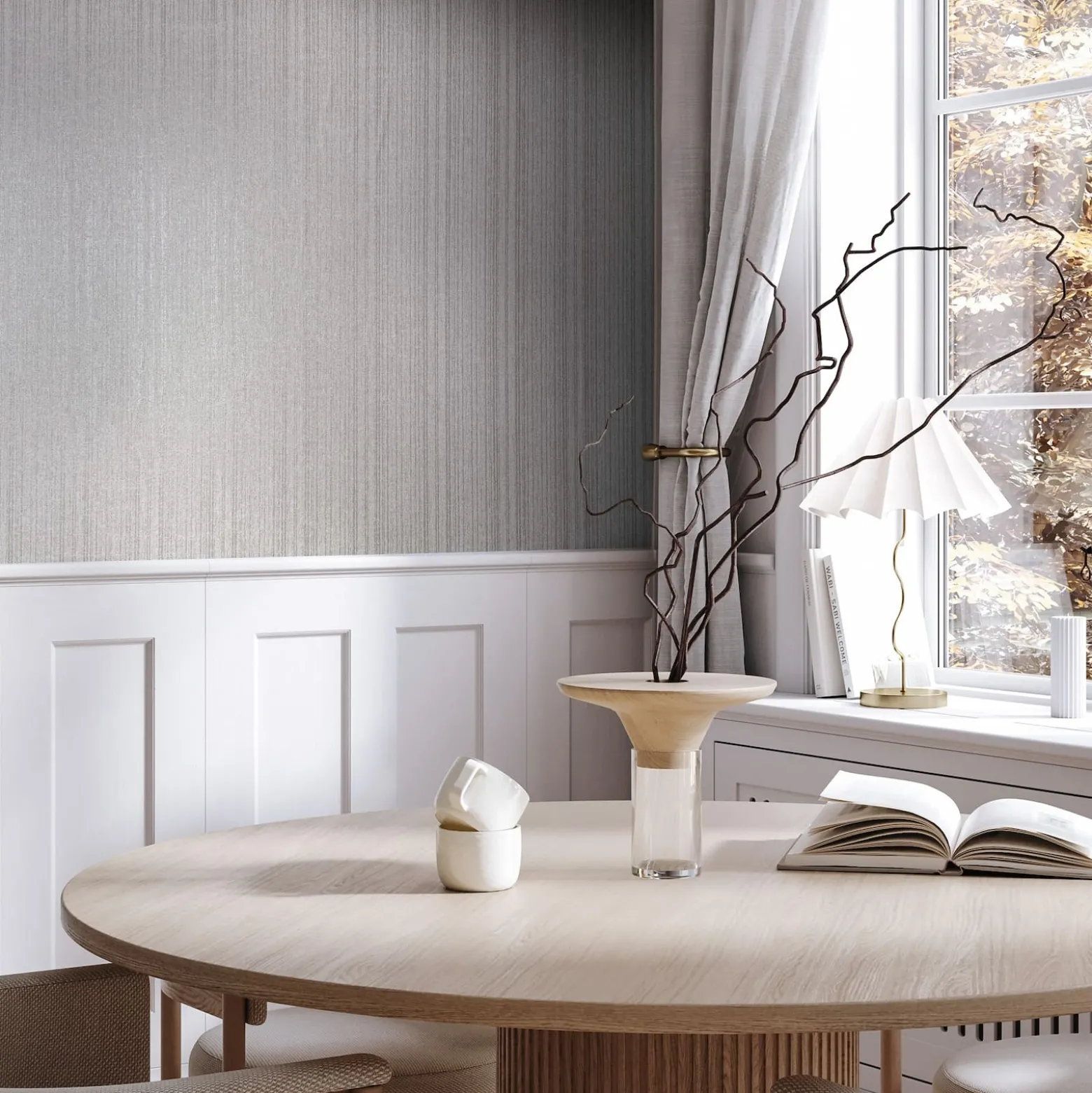 Vliestapete Streifen Beige Grau Metallic 82444