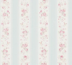Vliestapete Streifen Blumen Punkte Blau Weiß Rosa 39069-1