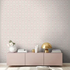Vliestapete Streifen Blumen Punkte Beige Rosa 39069-4