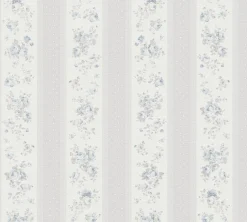 Vliestapete Streifen Blumen Punkte Grau Weiß Blau 39069-3