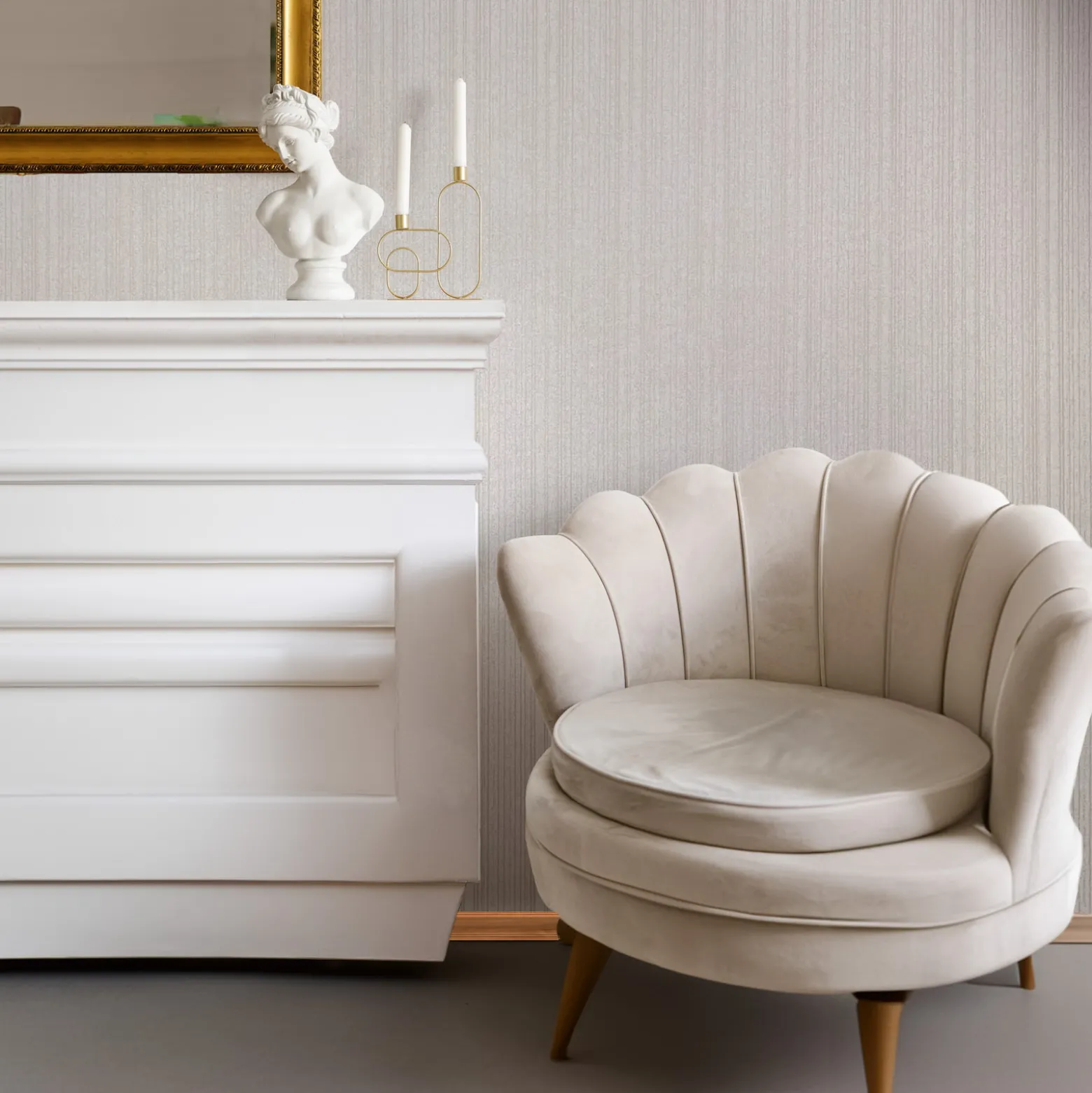 Vliestapete Streifen Creme Beige Metallic 82446