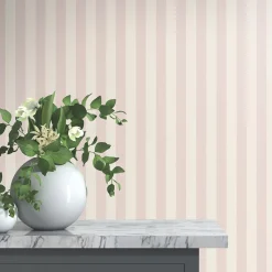 Vliestapete Streifen Creme Rosa Metallic 10290-05