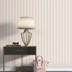 Vliestapete Streifen Creme Rosa Metallic 10290-05