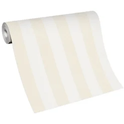 Vliestapete Streifen Creme Weiß Metallic 10361-02