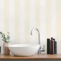 Vliestapete Streifen Creme Weiß Metallic 10361-02