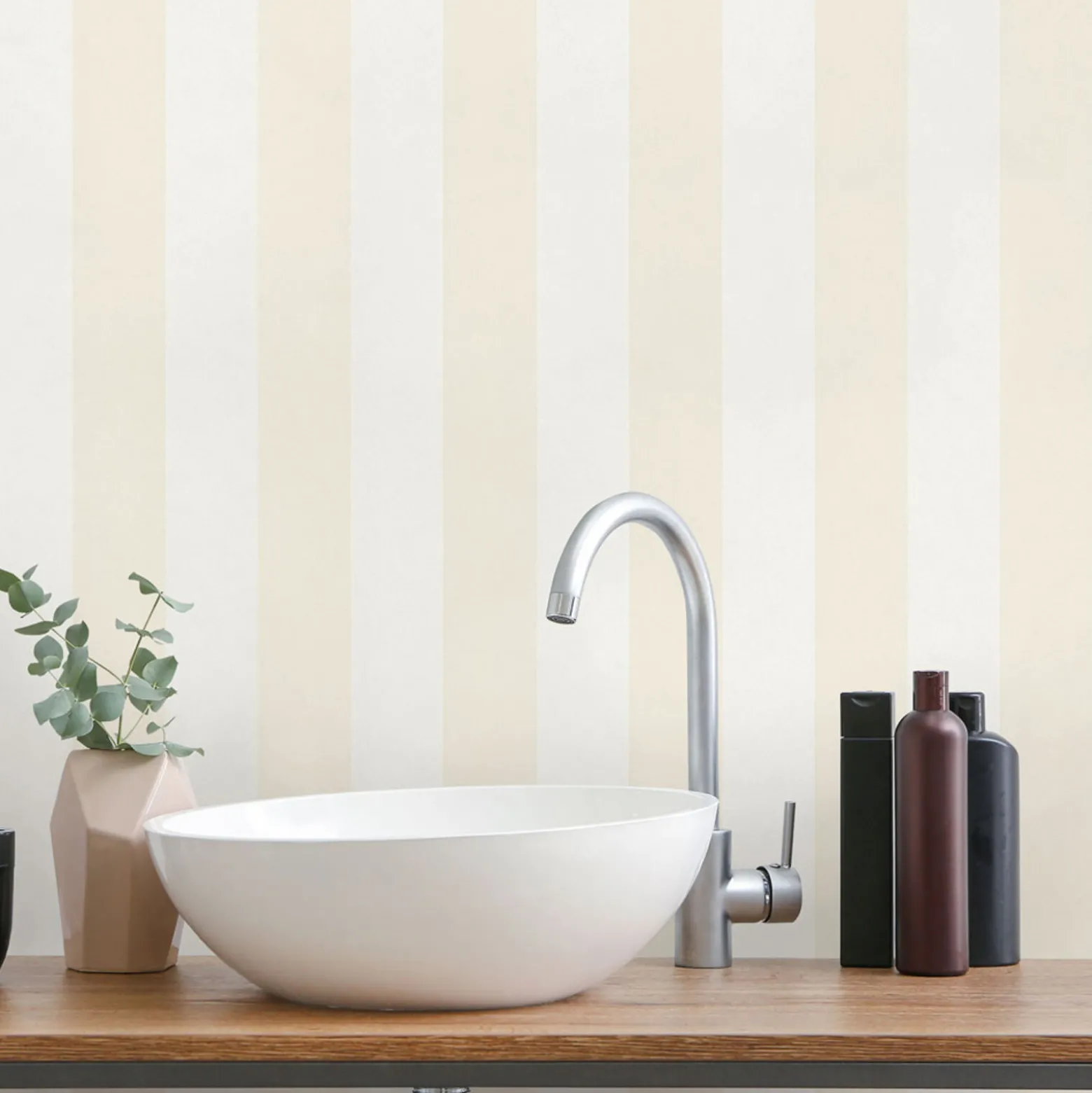 Vliestapete Streifen Creme Weiß Metallic 10361-02