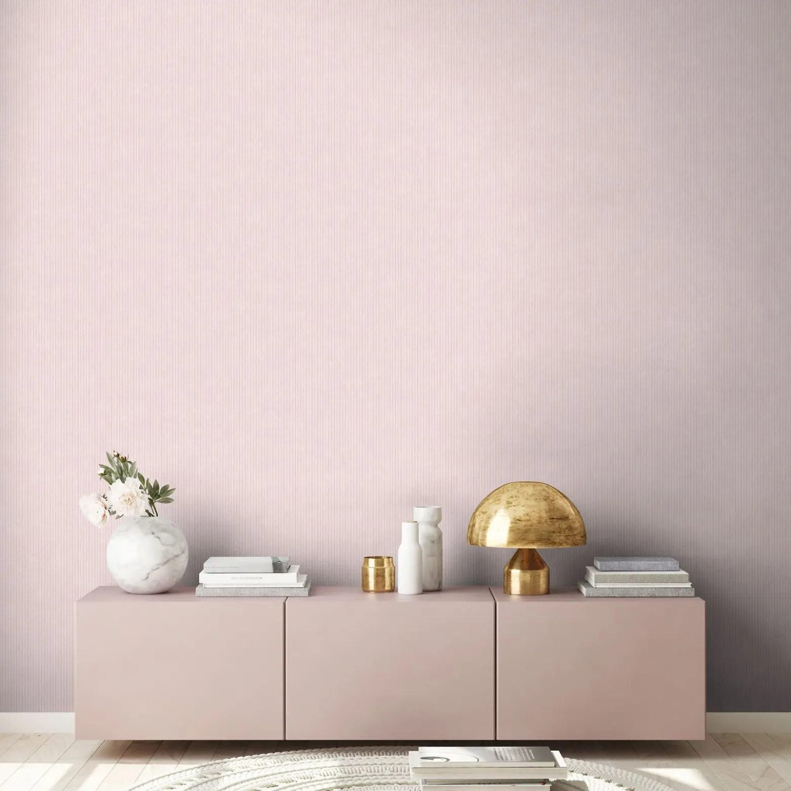 Vliestapete Streifen Landhausstil Creme Rosa 39076-1