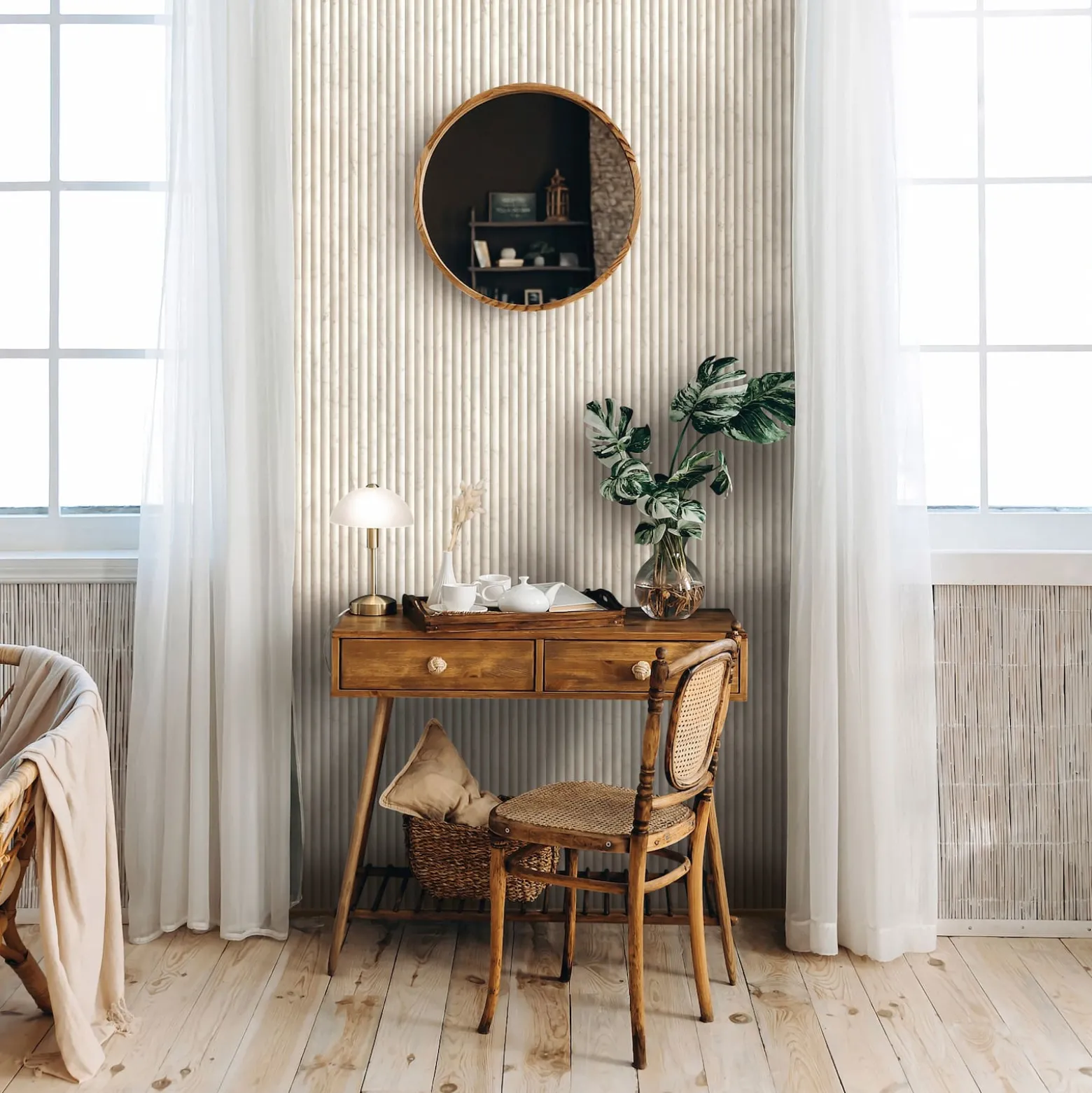 Vliestapete Streifen Marmoroptik Beige Grau 89006