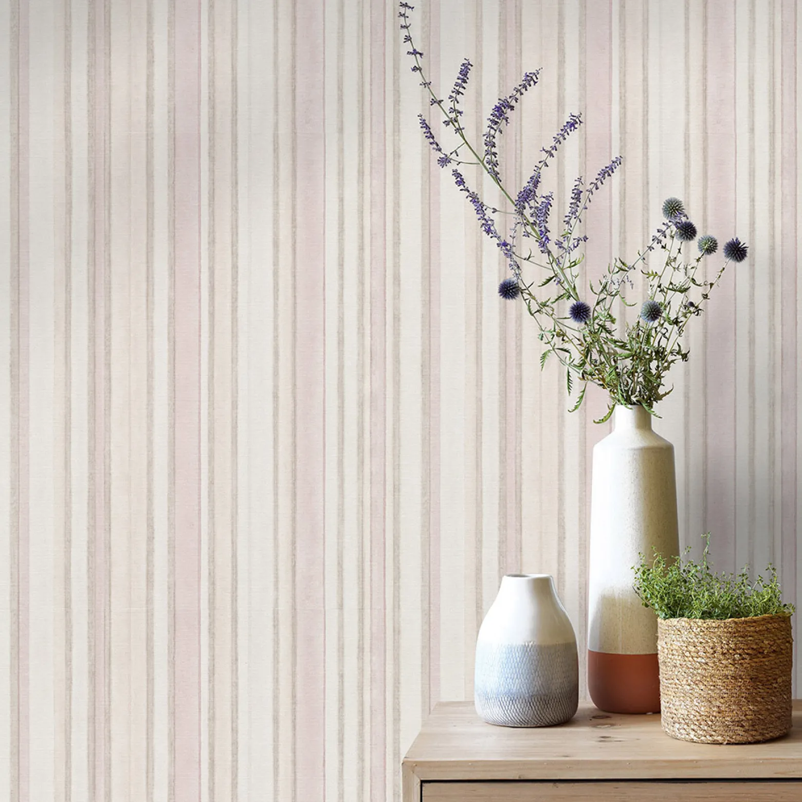 Vliestapete Streifen Muster Rosa Beige Creme 10588-05