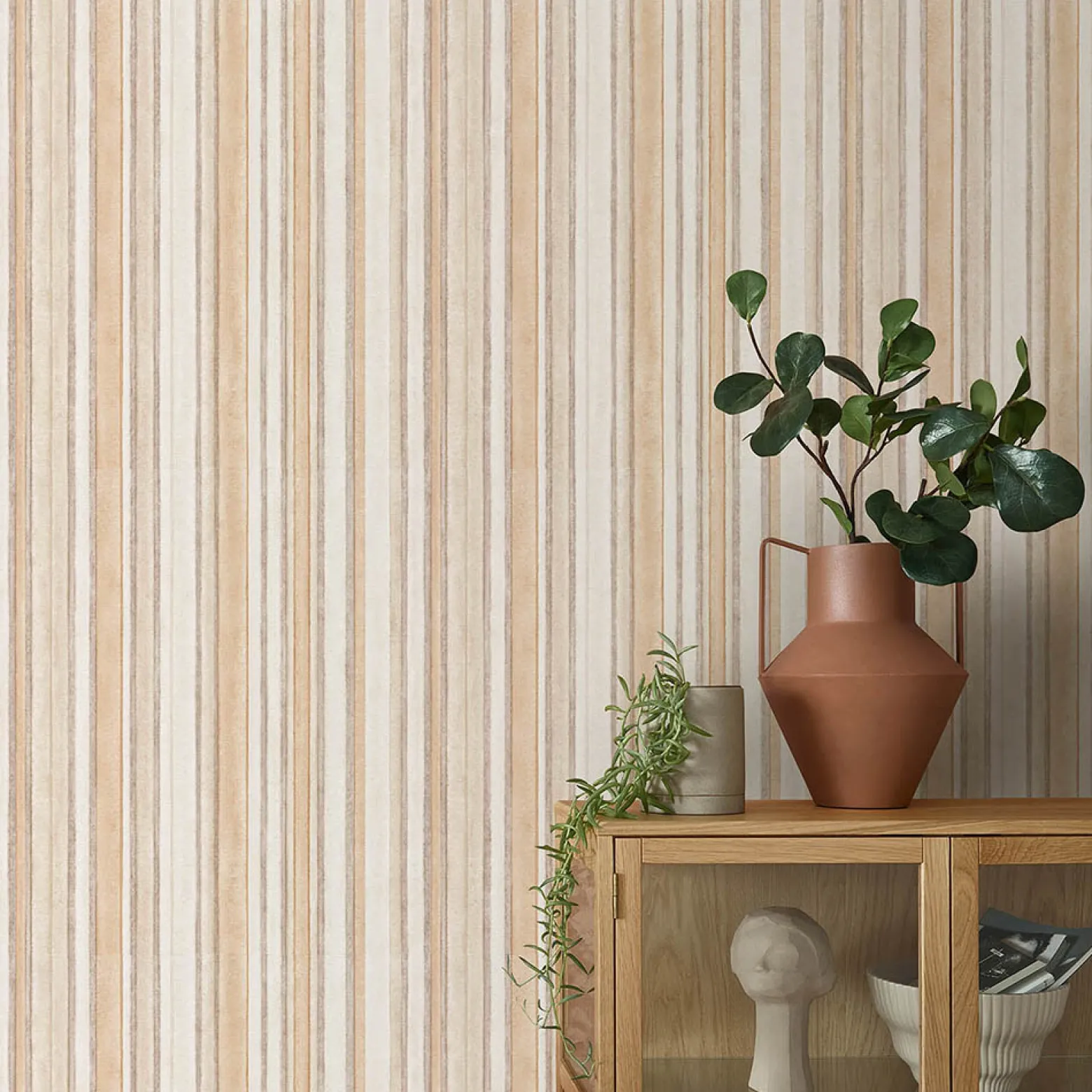 Vliestapete Streifen Muster Braun Beige Creme 10588-32