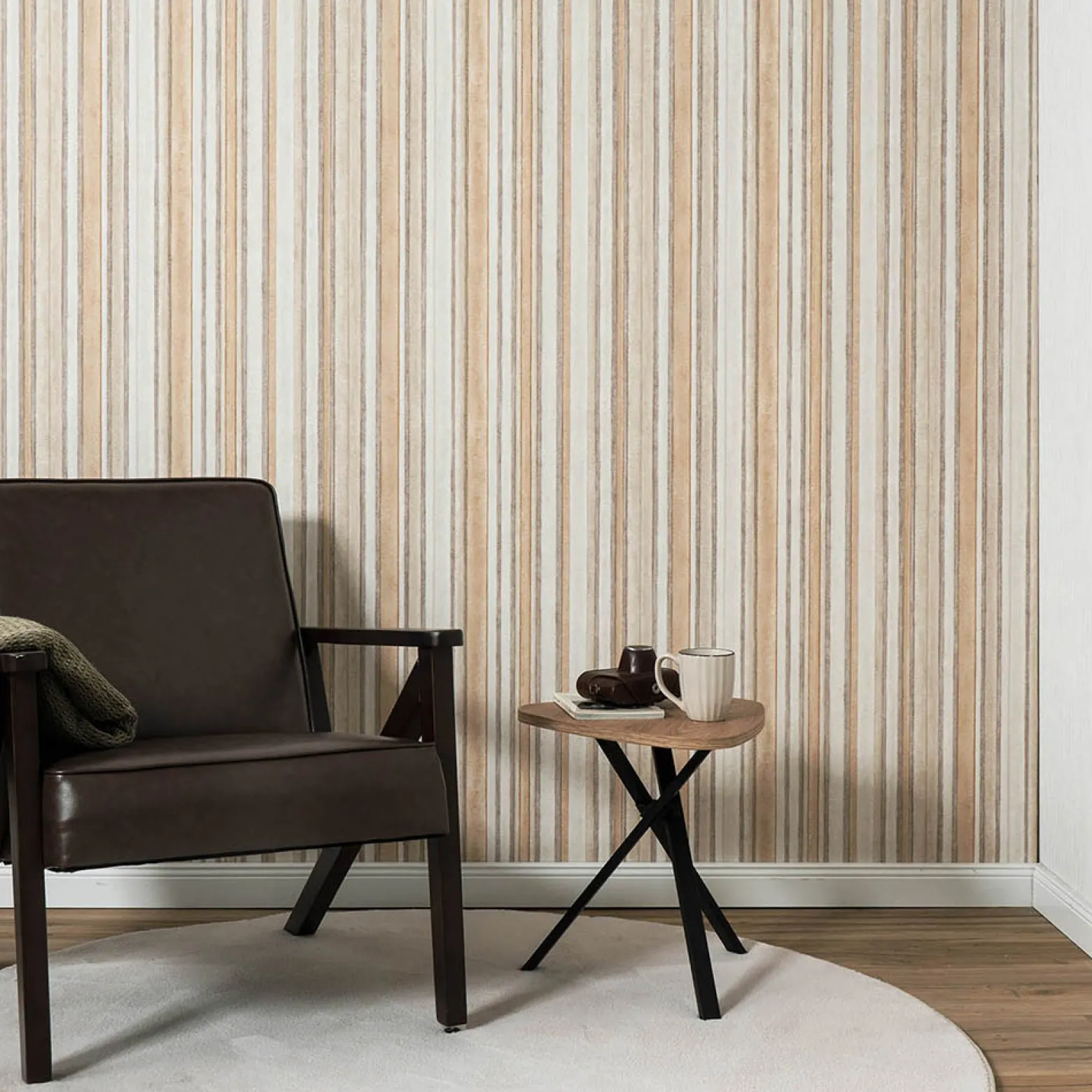 Vliestapete Streifen Muster Braun Beige Creme 10588-32