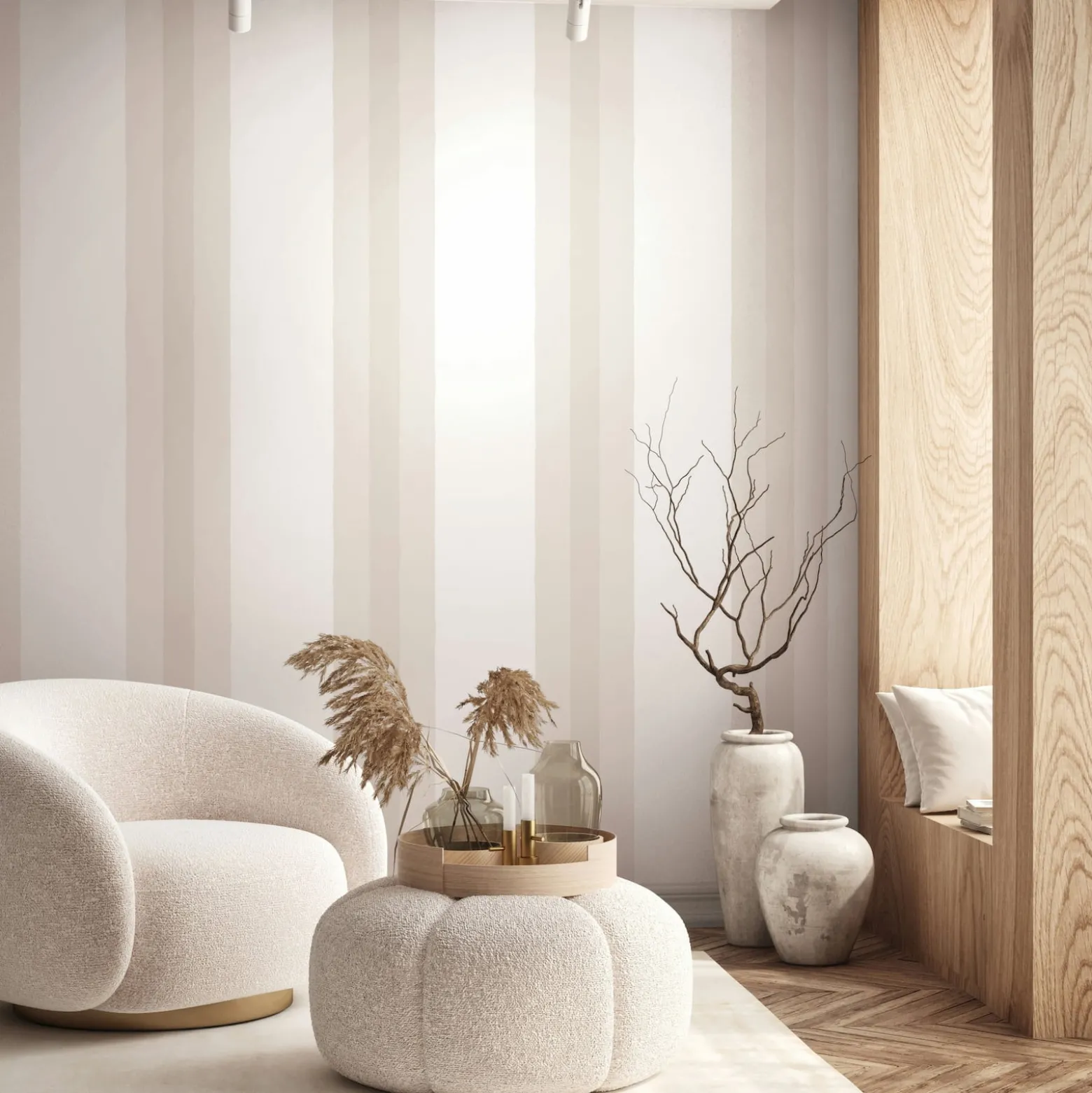 Vliestapete Streifen Muster Modern Creme Beige 82564