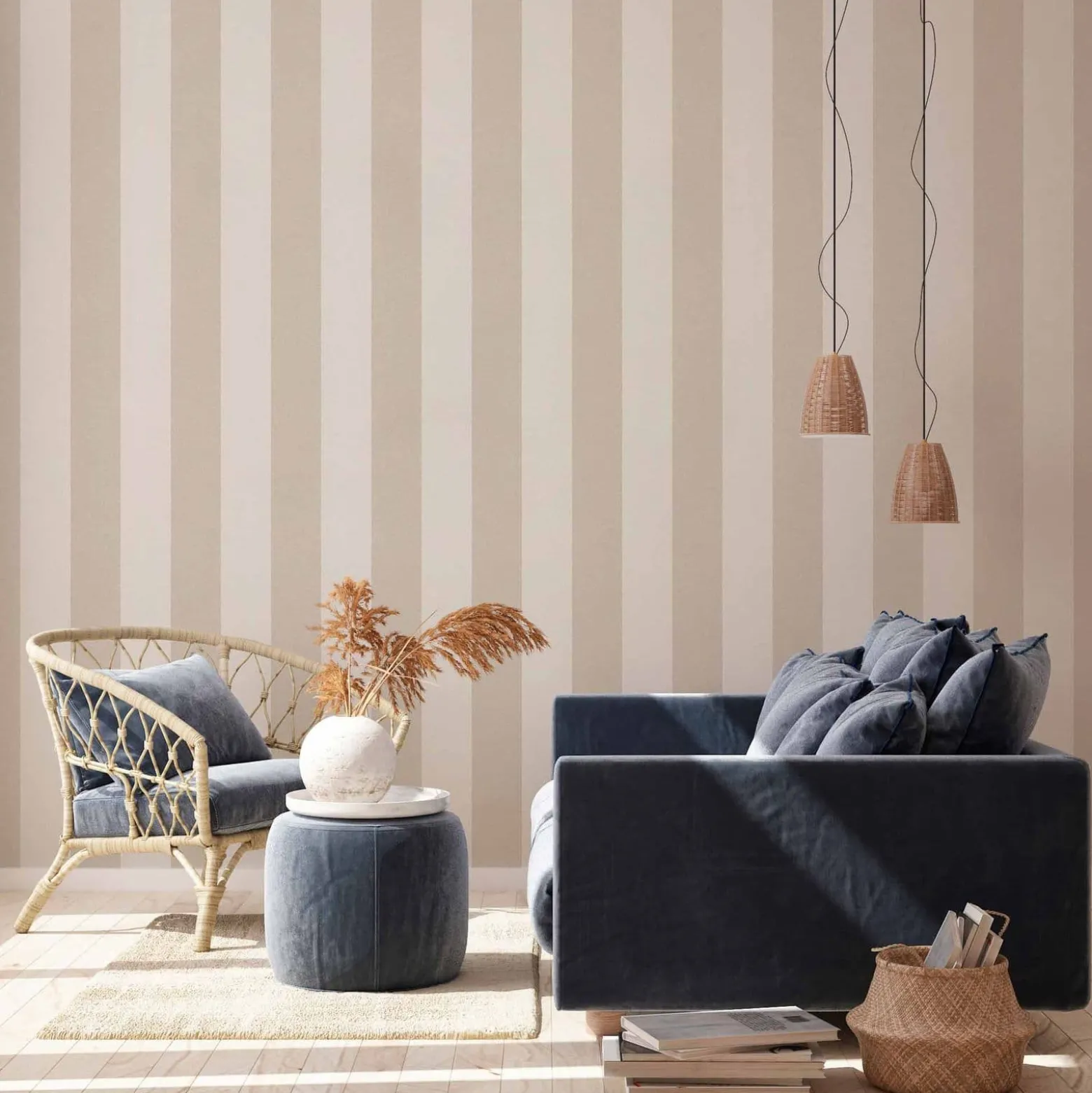 Vliestapete Streifen weiß beige 37554-3 | 375543