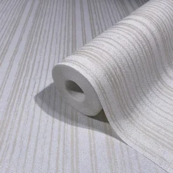 Vliestapete Streifen Weiß Beige Metallic 82443