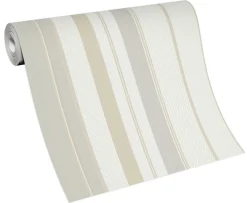 Vliestapete Streifen weiß grau beige 10139-31
