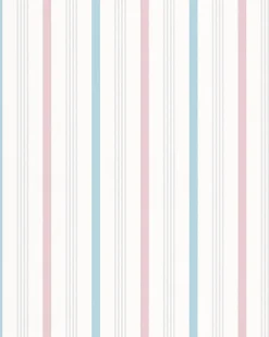 Vliestapete Streifen weiß pink blau Glanz Novamur 6738-20