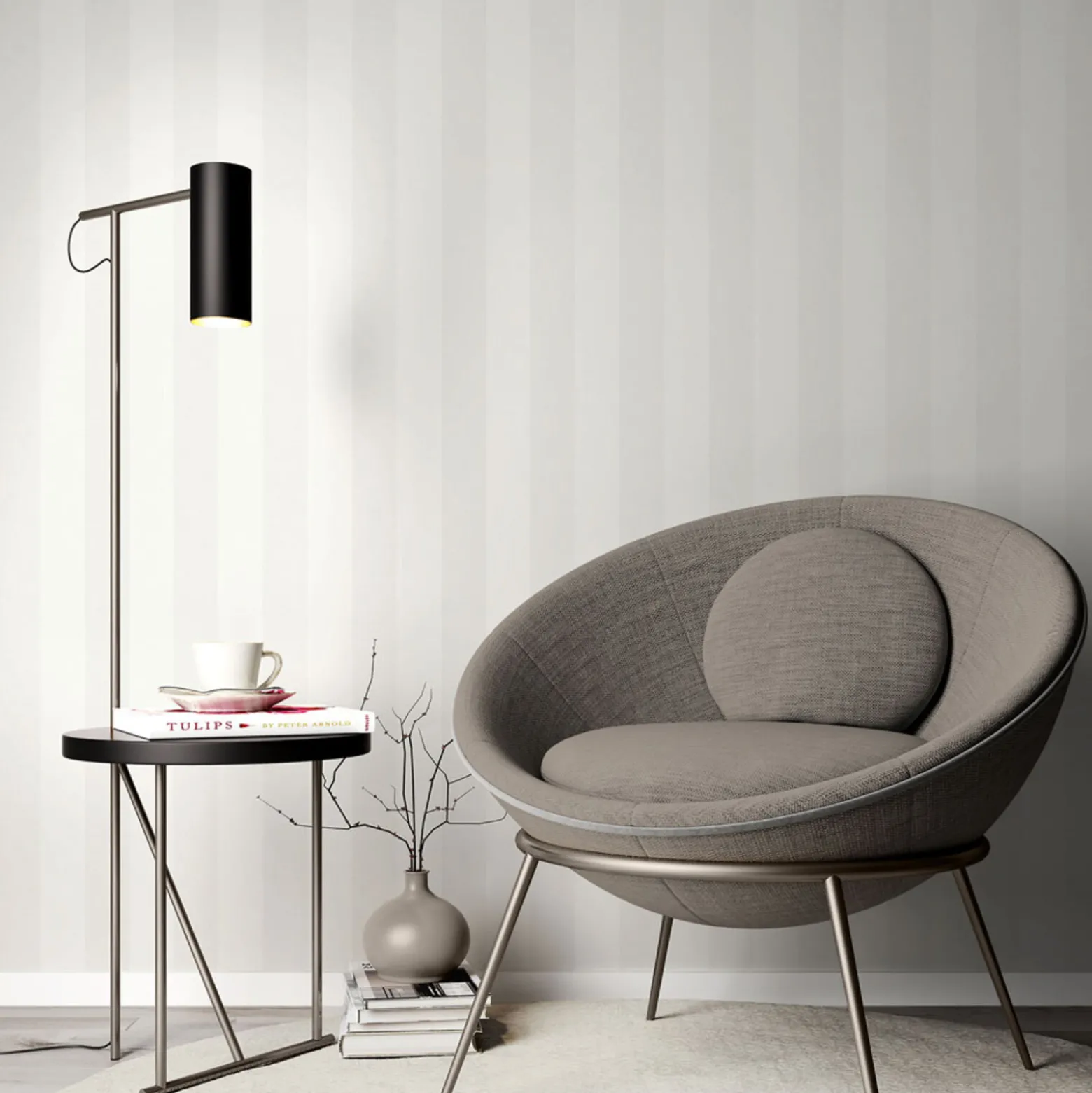 Vliestapete Streifen Weiß Silber Metallic 10361-01