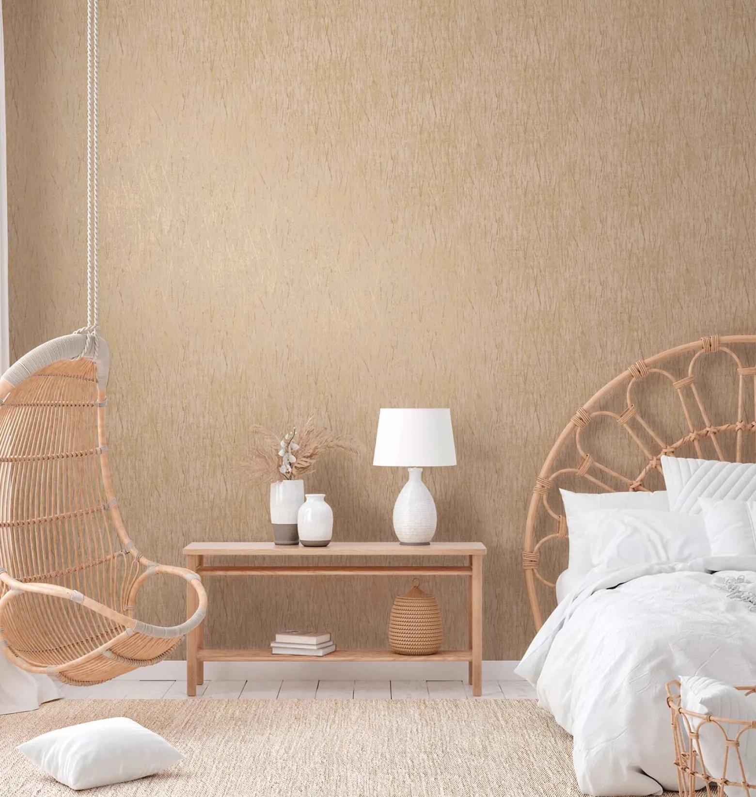 Vliestapete Struktur Beige Kupfer Metallic 38598-5