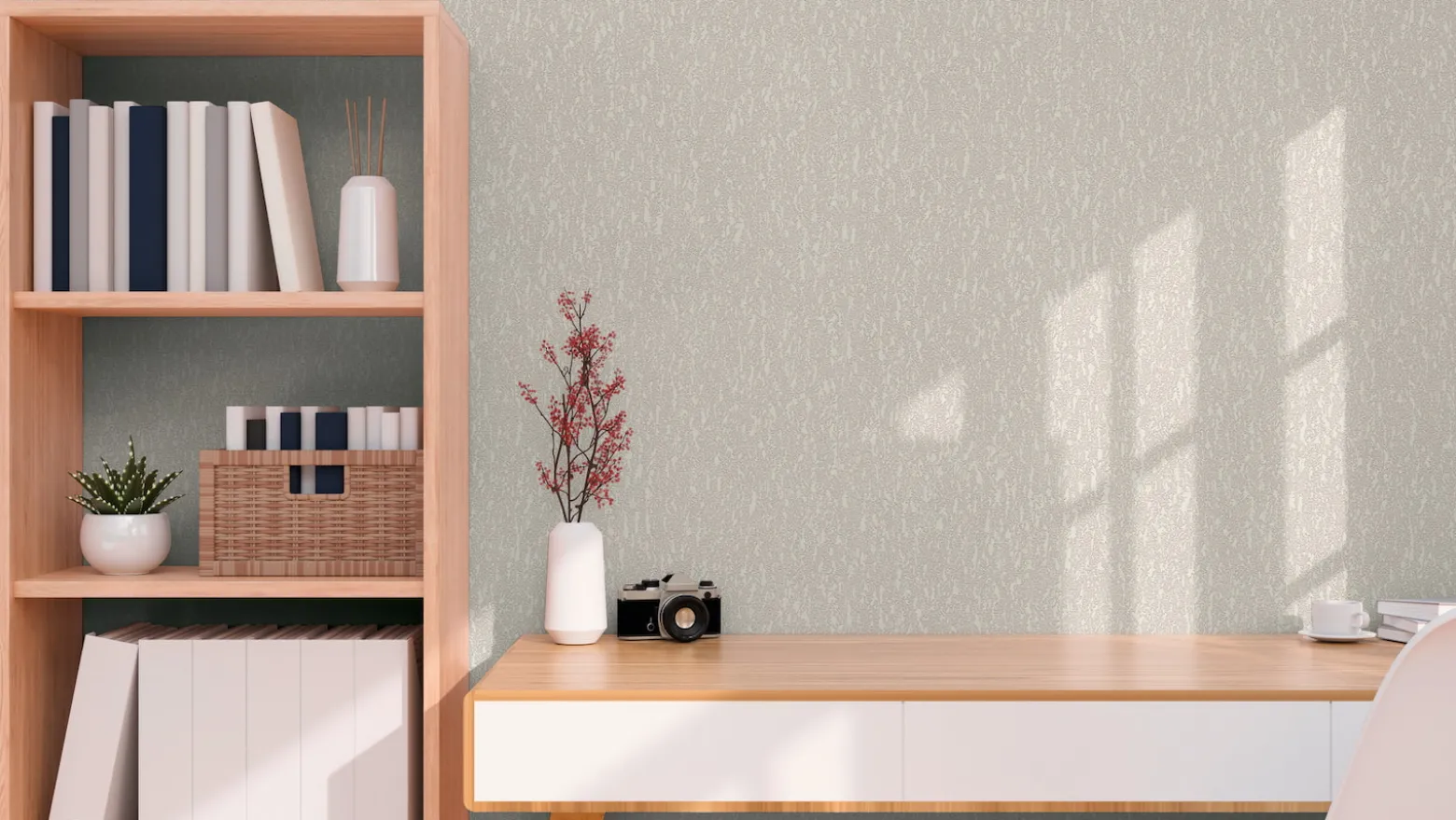 Vliestapete Struktur Floral Grau Creme Glitzer 79095-1
