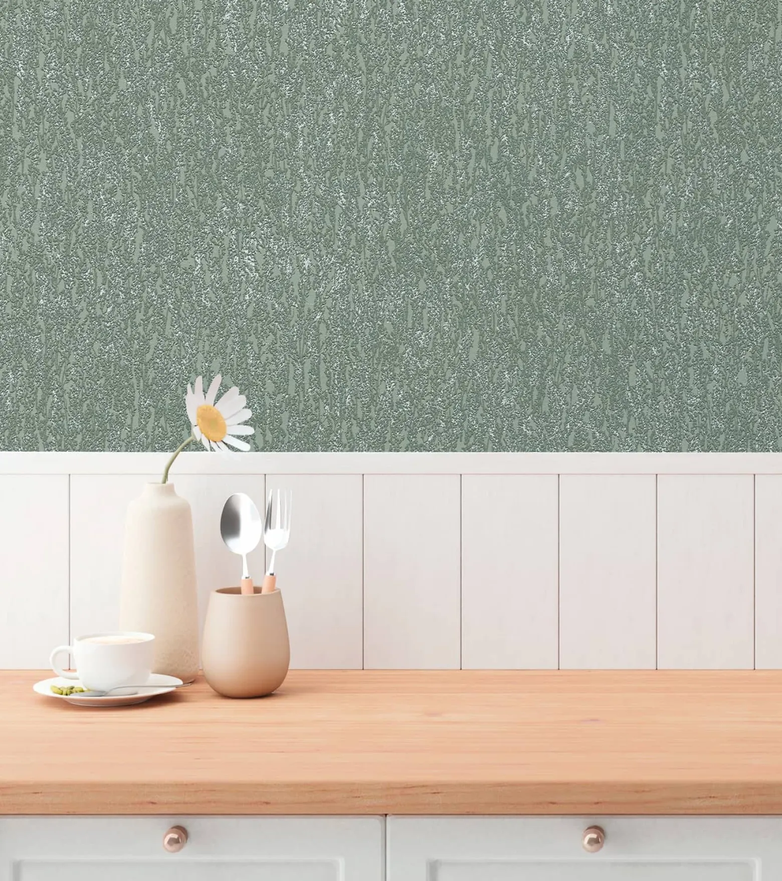 Vliestapete Struktur Floral Dunkelgrün Glitzer 79095-2