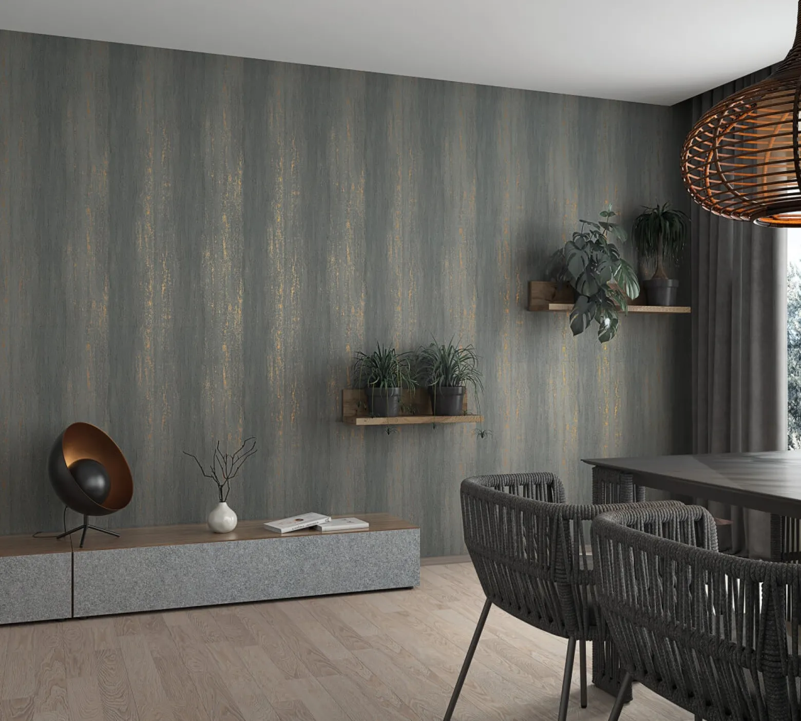 Vliestapete Struktur Glitzer anthrazit Hailey 82230