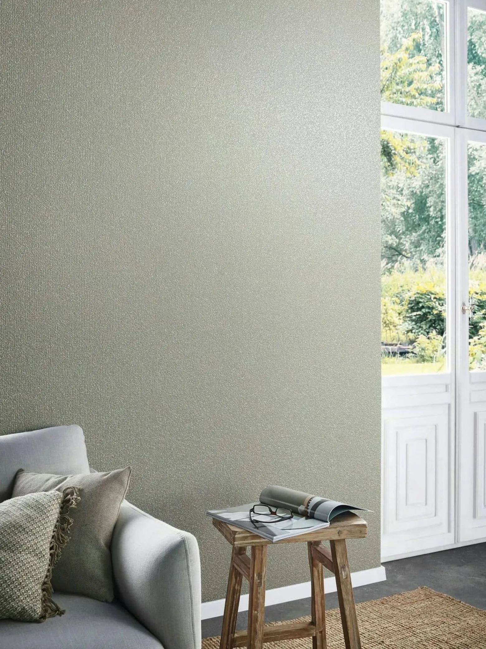 Vliestapete Struktur Granulat Beige Glitzer 86553