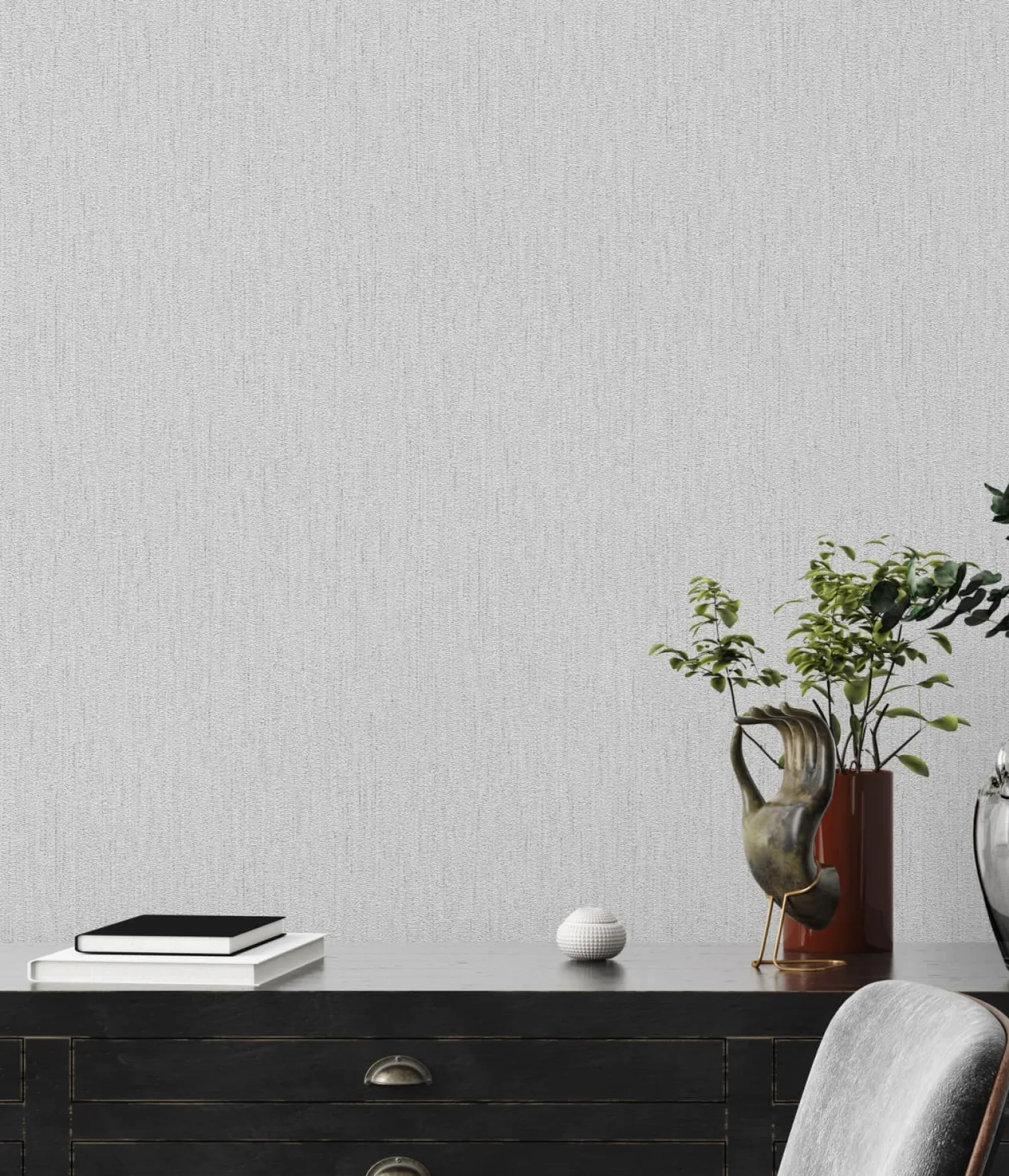 Vliestapete Struktur Hellgrau Silber Metallic 39026-3