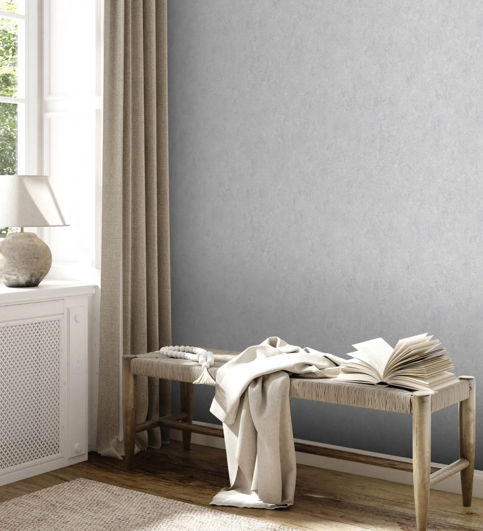 Vliestapete Strukturiert Uni Grau Silber Metallic 39036-2