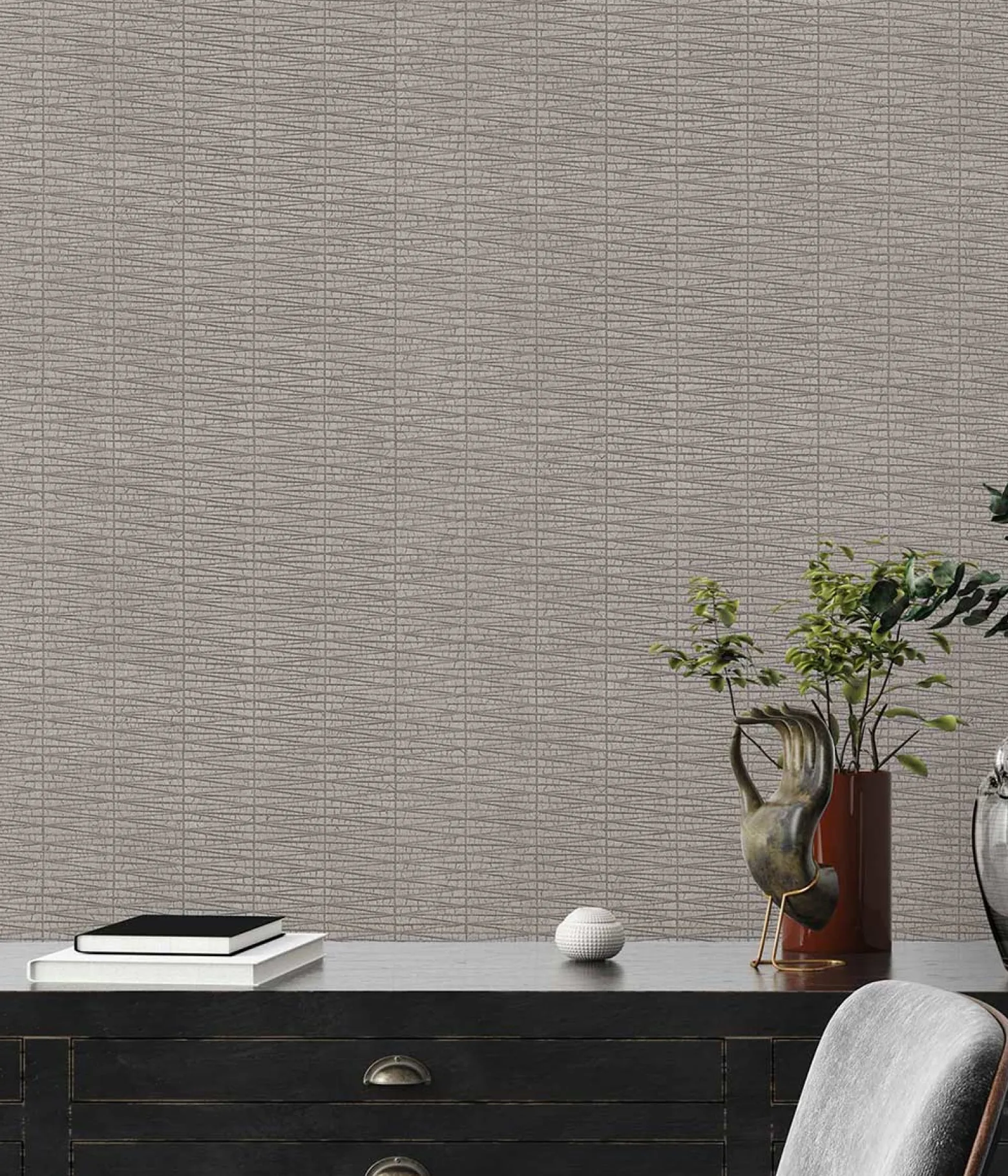 Vliestapete Struktur Linien Grau Silber Metallic 38597-6