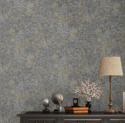 Vliestapete Struktur Metallic Schwarz Gold 39177-4