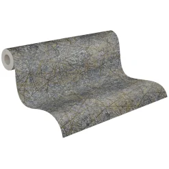 Vliestapete Struktur Metallic Schwarz Gold 39177-4