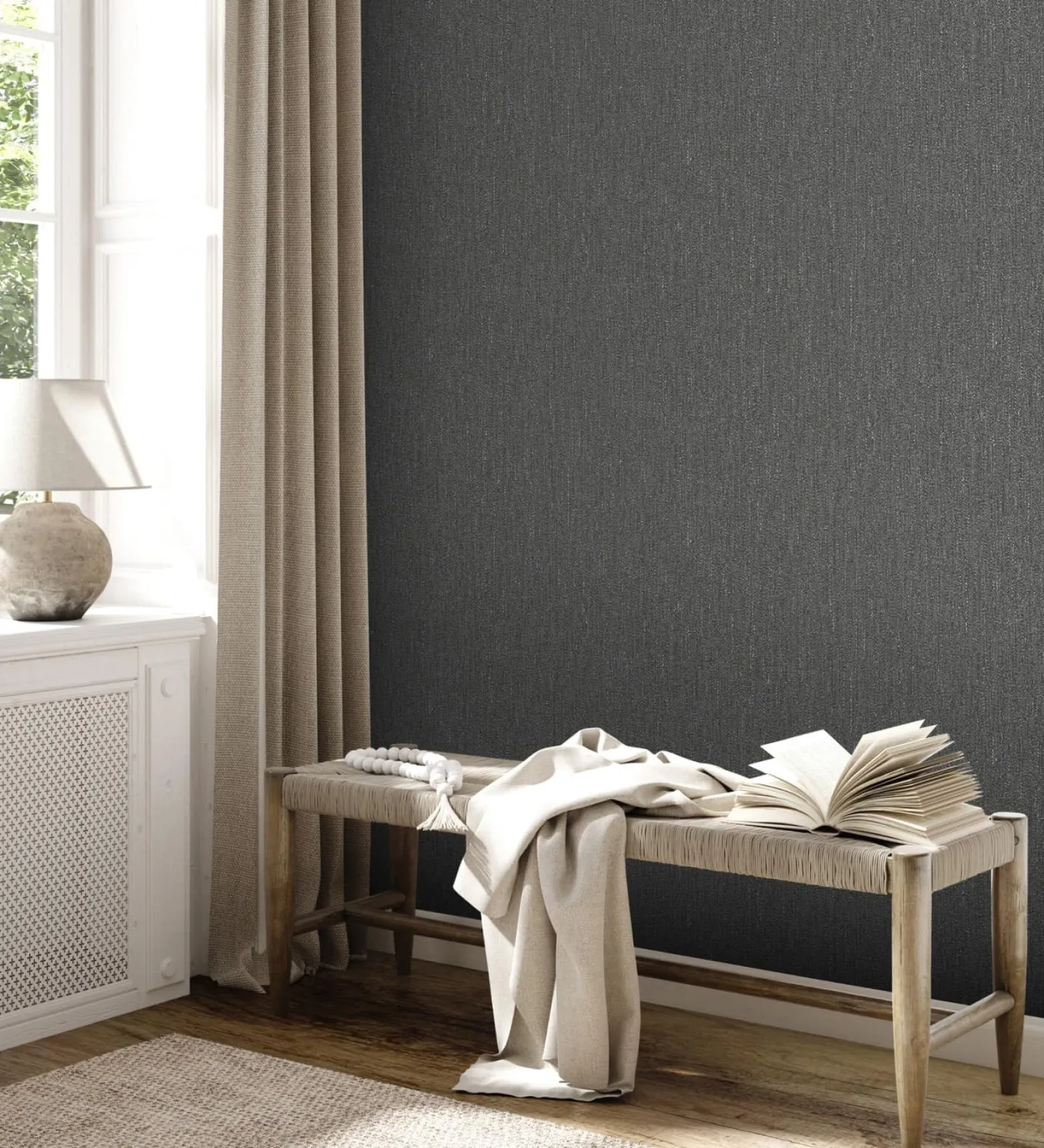 Vliestapete Struktur Schwarz Silber Metallic 39026-7