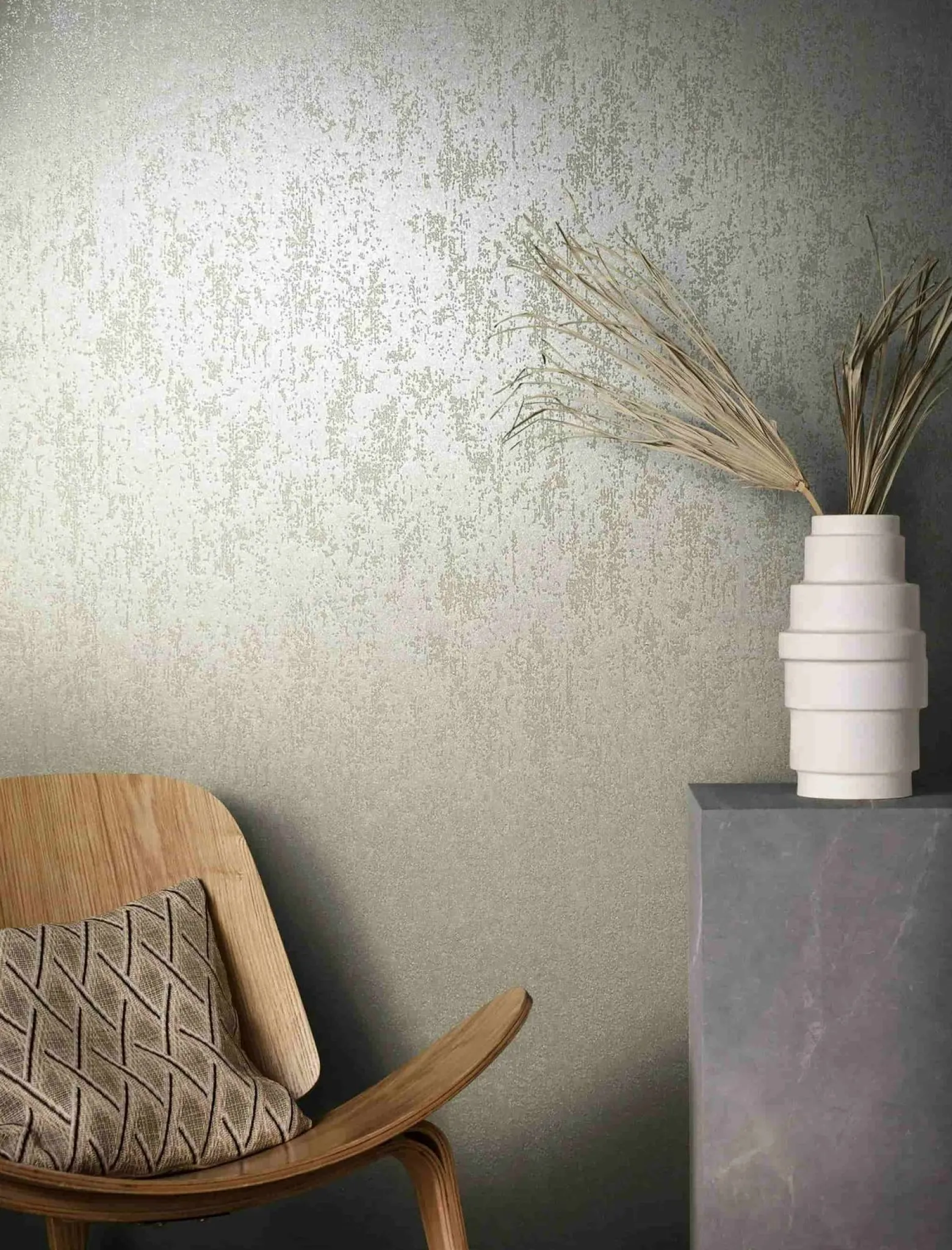 Vliestapete Struktur Shabby Uni Beige Glitzer 86548
